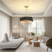 Round Gold Crystal Chandelier, Modern K9 Crystal Ceiling Light for Dining Room