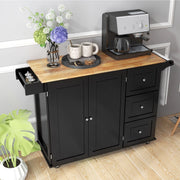 Kitchen Storage Trolley Cart Drawers Cabinet Rolling Island Cupboard Black
