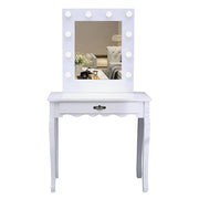Dressing Table With LED Lights Mirror Stool Set Makeup Desk Vanity Table Bedroom