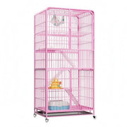 Cat Cage Wheels Metal Wire Cat Kennel Easy Pet Care Housing