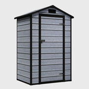 4X3FT Plastic Garden Shed Apex with Floor Window Lockable Door Wood Grain Grey