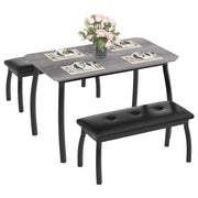 3 Piece Dining Table Set Benches Kitchen Breakfast Studio home Bar Librar Grey