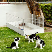 24 Panels DIY Pet Fence Playpen Puppy Dog Cat Animal Cage Metal Outdoor Indoor