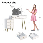 Dressing Table with LED Light Mirror Vanity Desk Makeup Table 5 Drawers Cabinet