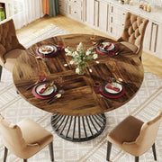 Round Dining Table for 4-6 People,Farmhouse Circle Kitchen Table for Dining Room