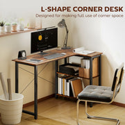 L-Shaped Computer Desk Study Workstation with 2 Shelves Refurbished
