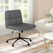 Criss Cross Chair PU Leather Upholstered Cross-legged Chair-Grey