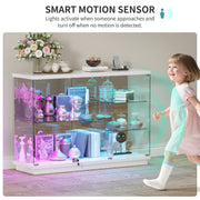 RGB Glass Display Cabinet with Lock, Motion Sensor, Display Case for Figures