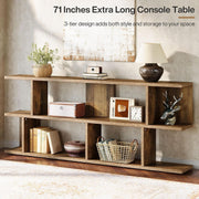 70.86 Inch Farmhouse Console Table with Open Storage Cubes for Entryway, Hallway