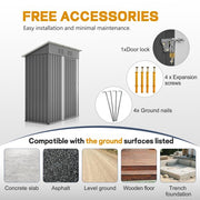 5x3 FT Metal Garden Shed, Ventilated Tool Storage, Weatherproof Lockable Unit UK