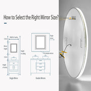 Round Bluetooth LED Bathroom Mirror with Clock Demister 3 Color Lights Dimmable
