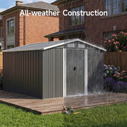 10x8FT Extra Large Garden Shed Metal Apex Roof Outdoor Storage With Door & Vent