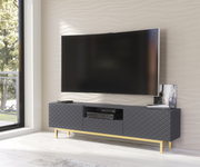 TV Unit TV Stand Sideboard Cabinet Cupboard White Gold Carved Doors Storage 180