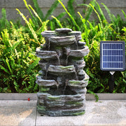 Outdoor Garden Water Feature Solar Powered Cascade Water Fountain With LED Light