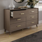 6 Drawer Chest Of Drawers & Pair of 3 Drawer Bedside Tables - Oslo Dark Wood Ran