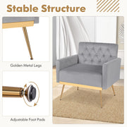 Modern Velvet Accent Chair Upholstered Armchair Sofa Chair-Grey