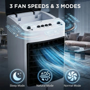 4L Portable Air Cooler Humidifier 65W with 3 Fan Speed, 3 Modes, 2 Ice Pack