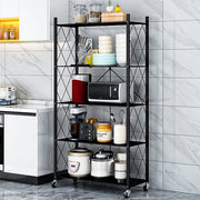 5 Tier Foldable Kitchen Metal Rack Warehouse Storage Shelving Unit With Wheels