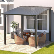 Aluminium Lean to Gazebo Outdoor Metal Harodtop Wall-Mounted Heavy Duty Pergolas
