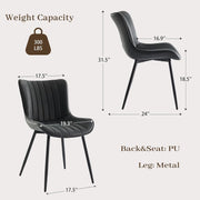 Set of 2 Modern Dining Chairs Tech Fabric Upholstered Cushioned Metal Legs