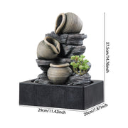 Tall Intdoor Water Fountain 3 Tiers Cascading Jugs Zen Meditation LED Waterfall