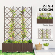 Raised Garden Bed with Trellis, Self Watering Outdoor Planter Box with Wheels