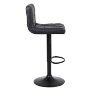 3 Black Bar Stools Breakfast Chairs Faux Leather Swivel, Black Metalwork