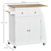 Kitchen Island Storage Cabinet Rolling Trolley with Wood Top, 3-Tier Spice Rack