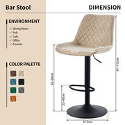 4PCS Swivel Bar Stools Velvet/Faux Suede Breakfast Adjustable Height Bar Chair