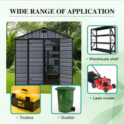 8X6FT Plastic Garden Shed Apex with Floor Window Lockable Door Wood Grain Grey