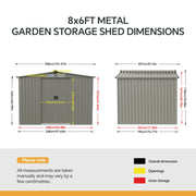 Garden Shed Apex Roof 8X6FT Metal With Free Foundation Base Tools Storage House