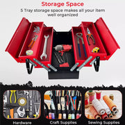 Metal Cantilever Toolbox Heavy Duty 5 Tray Toolbox Storage Tool Box 43x22x21cm