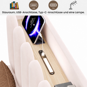 3FT Single Pink Velvet Bed Frame USB Reading Light Kids Girls Headboard