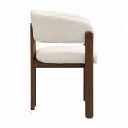 Set of 6 Dining Chairs !SALE! Cream Boucle Solid Wood Dark Wood Armchairs