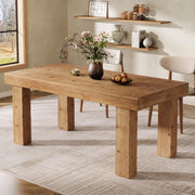 63-Inch Modern Solid Wood Dining Table Rectangular Kitchen Table for 4-6 Person