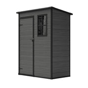 Grey Wood Effect Garden Shed Plastic Outdoor Tools House Storage Sheds -5x3FT