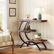 C-Shaped End Table Modern 3-Tier Narrow Side Table with Storage for Living Room