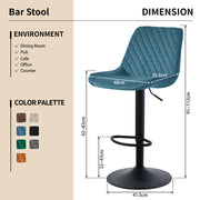 4PCS Swivel Bar Stools Velvet/Faux Suede Breakfast Adjustable Height Bar Chair