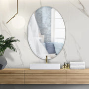 50x70cm Self Adhesive Wall Mounted Bathroom Mirror Plain Frameless Oval Mirrors