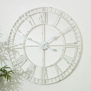 Large white skeleton wall clock 80cm x 80cm iron industrial retro rustic