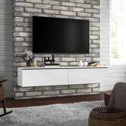 Wall Mounted TV Stand Unit with Storage and High Gloss Effect Refurbished