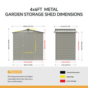 Metal Garden Shed Glitter Finish 4 X 6FT Apex Roof Outdoor Storage Tool House