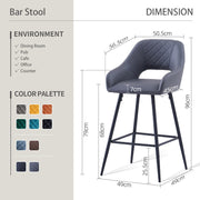 2X Breakfast Bar Stools PU Leather Dining Bar Chairs for Counter Kitchen Cafe