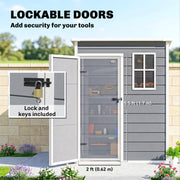 5' x 3' Garden Shed w/ Floor, Lockable Door, Window and Vent, Grey