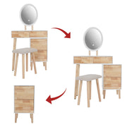 Modern Dressing Table Set with LED Mirror Vanity Desk with Drawer Cabinet Stool