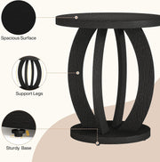 Modern Round End Table Wood Side Table Accent Table with Storage for Living Room