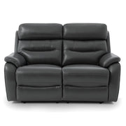 Fletcher Dark Grey Leather Power Reclining 2 Seater Sofa Power Headrest USB