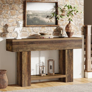 55.1-Inch Farmhouse Console Table Narrow Entryway Table with Storage for Hallway
