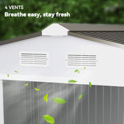 9 x 6FT Galvanised Garden Storage Shed with Sliding Door, Silver
