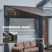 4 x 3(m) Outdoor Hardtop Gazebo with Curtains,Lean to Aluminium Pergola